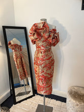 Load image into Gallery viewer, Coral and Gold Marble Dress