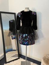 Load image into Gallery viewer, Black Velvet &amp; Mermaid Sequin Dress
