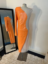 Load image into Gallery viewer, Orange Sequin and Beige Long Dress