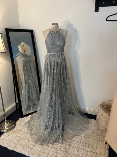 Silver Grey Glitter Long Dress