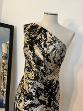 Load image into Gallery viewer, Black and Gold Marble One Shoulder