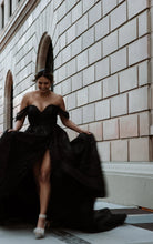 Load image into Gallery viewer, D3648 - ESSENSE OF AUSTRALIA - BLACK SPARKLE WEDDING DRESS - SIZE 14