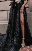Load image into Gallery viewer, D3648 - ESSENSE OF AUSTRALIA - BLACK SPARKLE WEDDING DRESS - SIZE 14