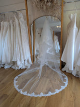 Load image into Gallery viewer, Essense of Australia Lace Cathedral Veil with Blusher - May be Longer Lead Time