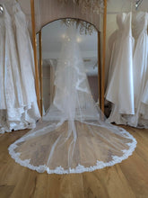 Load image into Gallery viewer, Essense of Australia Lace Cathedral Veil with Blusher - May be Longer Lead Time
