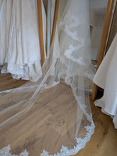Load image into Gallery viewer, Essense of Australia Lace Cathedral Veil with Blusher - May be Longer Lead Time