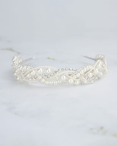 Pearl, Set Stone & Seed Bead Plaited Band