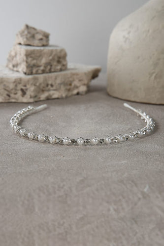 Pearl & Silver Crystal Hair Band