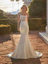 Load image into Gallery viewer, KIRA - Beaded Lace Square Neck Crepe Wedding Dress