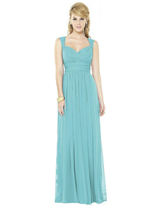 Pleated turquoise full length occasion dress