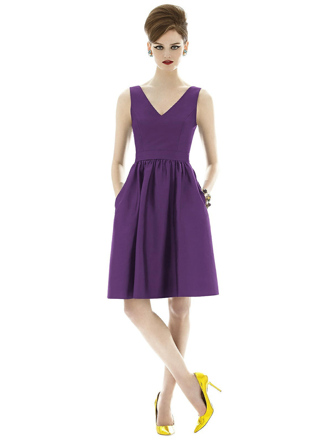 Purple Short Satin Dress - Size 14