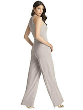 Load image into Gallery viewer, Stretched crepe jumpsuit in grey Sz - Medium