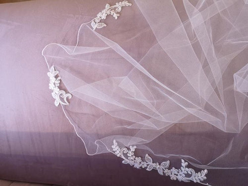 Pretty floral lace and crystal veil