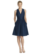 Load image into Gallery viewer, V neck, banded waist cocktail dress