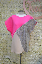 Load image into Gallery viewer, Hot Pink Tri-Shirt with Silver &amp; Nude