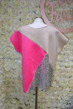 Load image into Gallery viewer, Hot Pink Tri-Shirt with Silver &amp; Nude