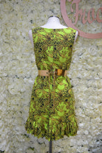 Load image into Gallery viewer, Lime Green Printed Dress with Frill