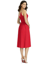 Load image into Gallery viewer, Red chiffon midi dress with beaded strap