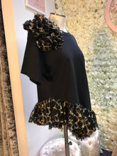 Load image into Gallery viewer, Black and Gold Ruffle Tee