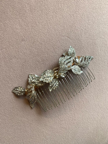 Vintage Style Silver Leaf Comb