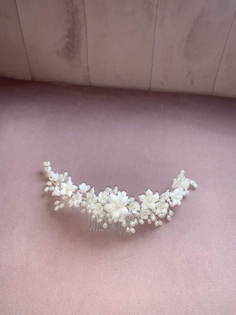 Abigail Silver and Ivory Hair Piece