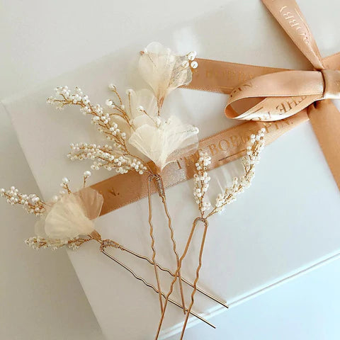 Floral and Beaded Hair Pins