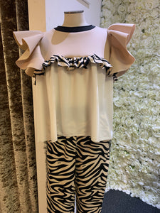 Love Zebra - Nude Frill Top No Sleeves