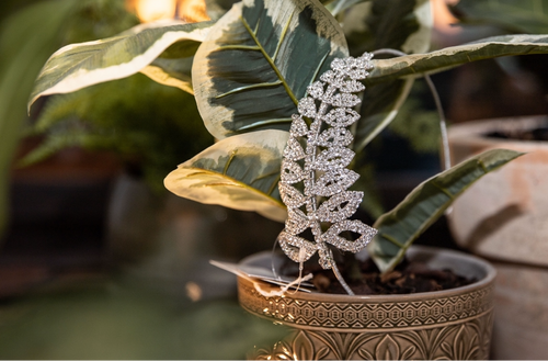 Silver Crystal Leaf Headband