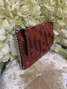 Red Stripe Clutch and Stud Bag