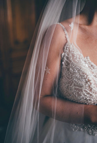 Silver Glitter Star Veil