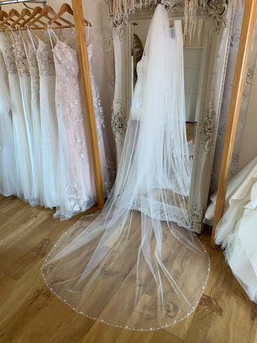 Dainty embroidered edge veil