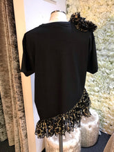 Load image into Gallery viewer, Black and Gold Ruffle Tee